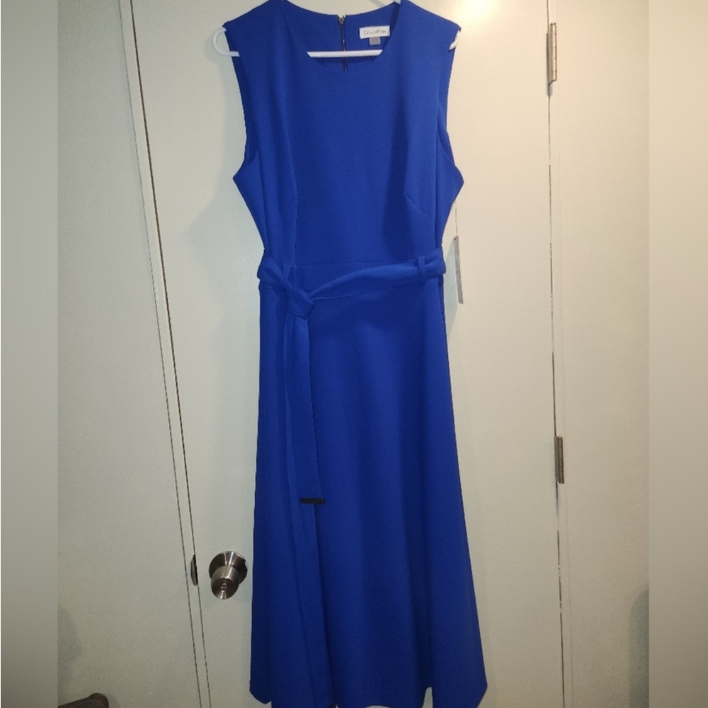 Calvin Klein Sleeveless Royal Blue Midi Dress 16W